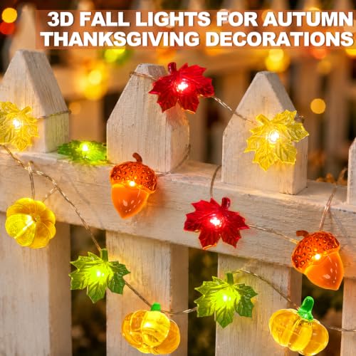 20LED/6.56Ft 3D Fall Lights Pumpkin Thanksgiving Fall Decorations for Home
