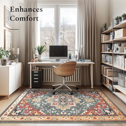 Rugflix 9x12 Area Rugs for Living Room, Washable Red Green Large Rug - color: Red Green, size: 9' x 12' (Rectangular)
