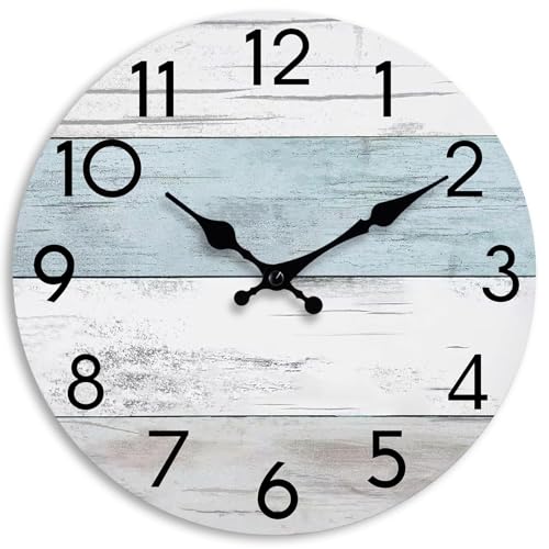 KECYET 8 Inch Wall Clock, Silent Battery Operated Analog Clock, Blue White - color: A_blue