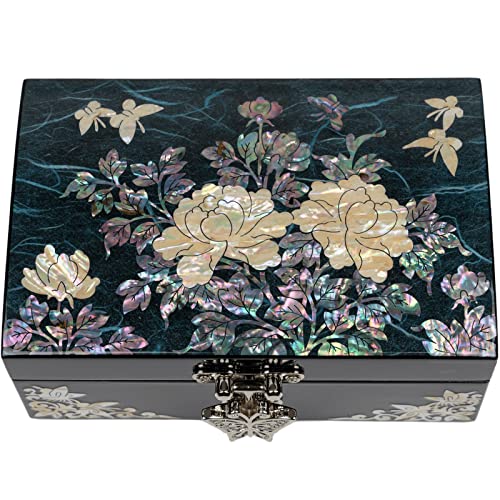 February Mountain Mother of Pearl Small Jewelry Box - Birthday gifts for women Gifts for friends female Gift ideas Mother's day Graduation Christmas Retirement Anniversary - color: Dark Turquoise