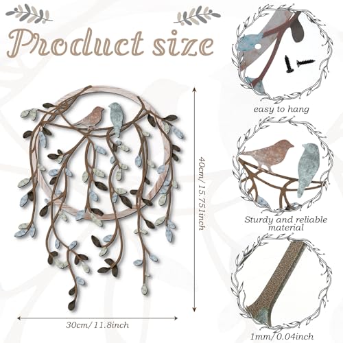 Ferraycle Metal Wall Art Bird Branches Hanging Ornament, Dark Color - color: Dark Color