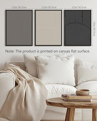 Drsoum Minimalist Abstract Wall Art Framed Modern Boho Neutral Line Wall Decor Mid Century Geometric Artwork Bedroom Living Room 12x16in Black Framed - color: Tree Rings, size: 16L" x 12W", Black Framed