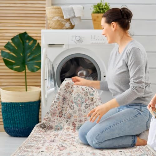 2x6 Washable Hallway Runner Rug: Kitchen Runner Rugs with Rubber Backing - color: Beige/Colorful, size: 2' x 6' (Rectangular)