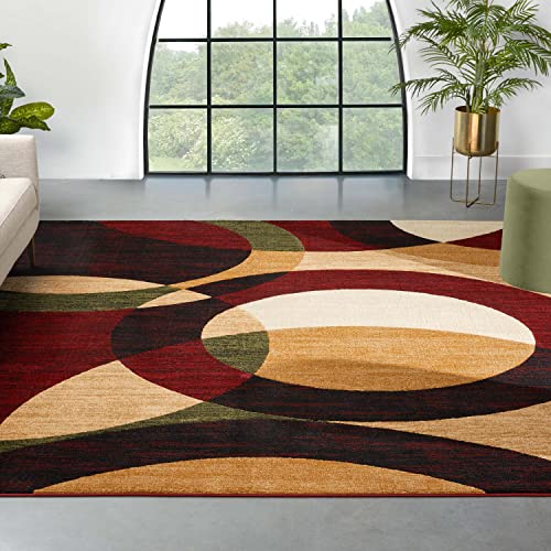 Well Woven Dulcet Bingo Red Modern Geometric 9'3" x 12'6" Area Rug - color: Red, size: 9'3" x 12'6" (Rectangular)