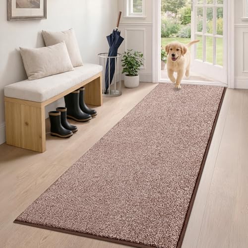 PURRUGS Hallway Runner Rug, 24" x 59", Brown-Light Cream - color: Brown-light Cream, size: 24" X 59"