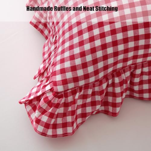 Mywinlle 2 Pack Red/White Plaid Gingham Throw Pillow Covers 18"x18" - color: Red Plaid, size: 18" x 18" (Pack of 2)