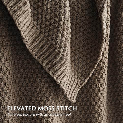 EVERGRACEHOME Chunky Chenille Knit Throw Blanket, 90 x 90, Mocha Brown - color: Mocha Brown, size: 90" X 90"