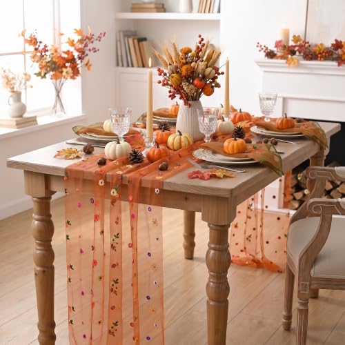 Artoid Mode Caramel Daisy Gauze Table Runner 120 Inch 10FT - color: Caramel, size: 28" x 120"