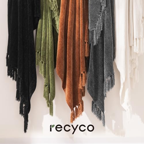 RECYCO Chenille Throw Blanket for Couch, 60"x80", Rust - color: Rust, size: 60'' X 80''