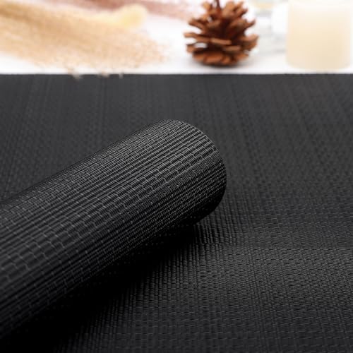 Myir JUN Black Placemats Set of 8 Kitchen and Dining Table Placemats - color: Black, size: Set of 8