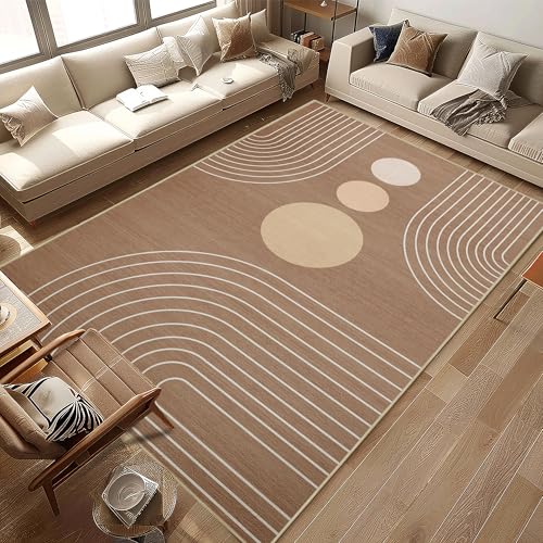 Area Rug 6x9 Boho Modern Geometric Brown Abstract Rug Living Room Washable - color: Camel Brown, size: 9' x 6' (Rectangular)
