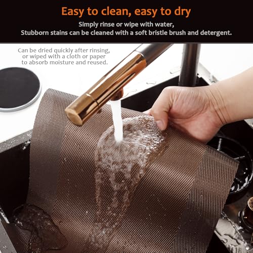 Brown Vinyl Placemats Set of 6, Heat Resistant Table Placemats - color: Brown