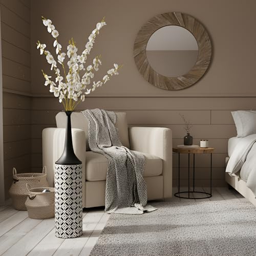 Leewadee Large Floor Vase 26 inches Metal for Pampas Grass, Dried Flowers - color: Black, White