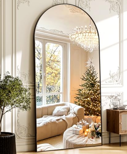 GLSLAND 76"x34" Arched Full Length Mirror Large Full Body Mirrors, Black - color: Black, size: 76"L x 34"W