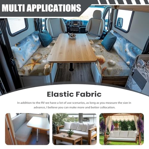 Beach Starfish Seashell Print 2 Pack RV Dinette Cushion Covers Breathable Camper Cushion Slipcover Non-Slip RV Couch Cover Sofa Slipover for Travel Trailer Couch - color: Beach Starfish Seashell