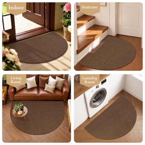 Dirt Trapper Door Mat 26" x 40", Non-Slip, Half Circle, Brown - color: Brown, size: 26" x 40"(Semicircular)