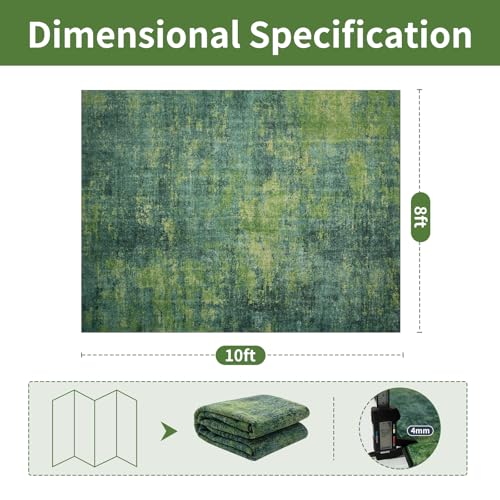 8x10 Green Washable Area Rugs for Living Room,Bedroom,Dining Room,Playroom - color: Dark Green-light Green-light Cyan, size: 8' x 10' (Rectangular)
