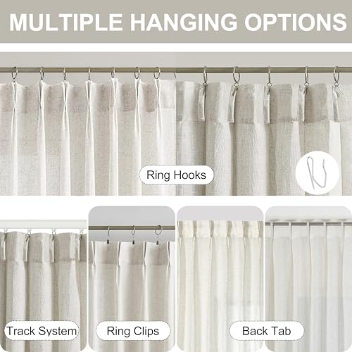 Vision Home Natural Pinch Pleated Sheer Curtains 40Wx95L 2 Panels - color: Natural, size: 40"W x 95"L (Pack of 2)