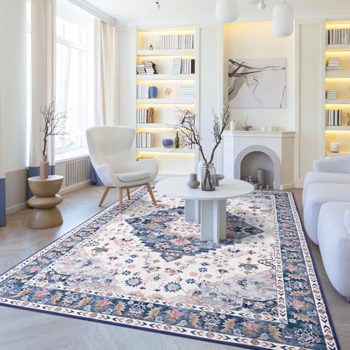 Amearea Vintage Design Area Rugs for Living Room, 4x6 Blue Bedroom Rug - color: Blue, size: 4' X 6' (Rectangular)