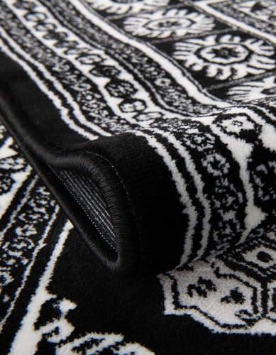 Rugs.com Bokhara Collection Rug – 2x3 Black and White Medium-Pile Rug Perfect for Entryways, Kitchens, Breakfast Nooks, Accent Pieces - color: Black and White, size: 2' x 3'