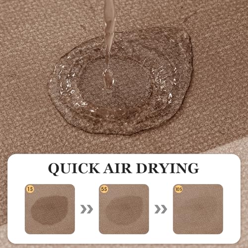 ACCUMTEK Non Slip Bath Mat, Thin Bathroom Rugs Fit Under Door, Quick Dry Bath Mats, Machine Washable Bath Rugs for Bathroom, Bathtub & Kitchen, Bathtub, Light Brown/Bordered/59 x20 - color: Light Brown, size: 1'8" x 4'11" (Rectangular)