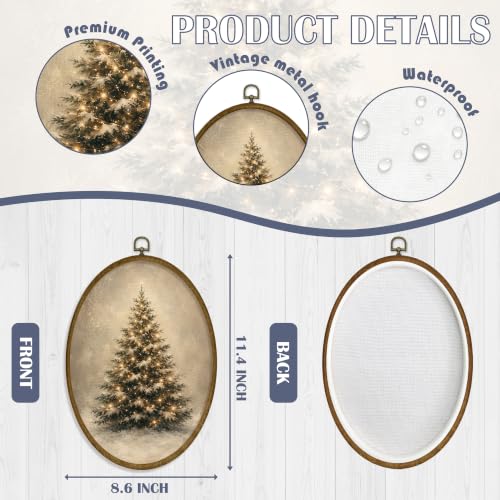 JMENGSSFL Warm Glowing Christmas Tree Oval Wall Art Holiday Decor 8.6x11.4 - color: Christmas-13
