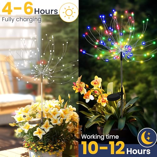 GIGALUMI 4 Pack Solar Firework Lights Outdoor, Garden Decor, Multicolored - color: Multicolor, size: 4 PACK