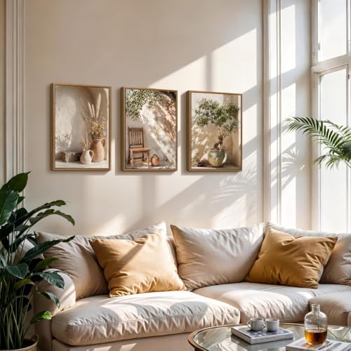 3 Pcs Framed Wabi Sabi Wall Art Neutral Earth Tone Canvas Prints 12x16 inch - color: Neutral Earth Tone, size: 12"x16"x3Pcs