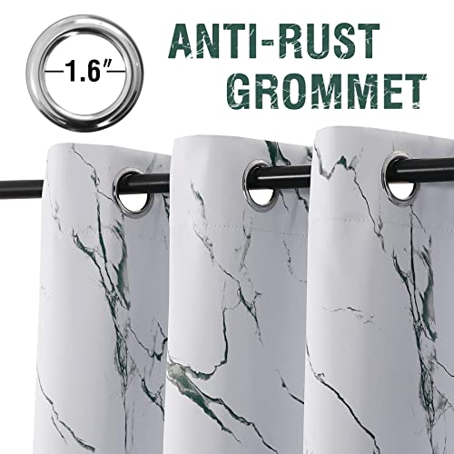 H.VERSAILTEX 100% Blackout Curtains 84 inch Length 2 Panels Set Marble Designs Printed Drapes Thermal Curtains for Bedroom with Black Liner Sound Proof Curtains, Antique Green - color: Marble- Antique Green, size: 52"W x 84"L (Pack of 2)
