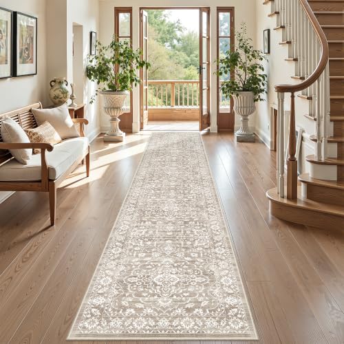 Soalmost Runner Rug Non-Slip for Hallway 2x10, Washable Soft Kitchen Rug - color: Light Brown, size: 2' x 10' (Runner)
