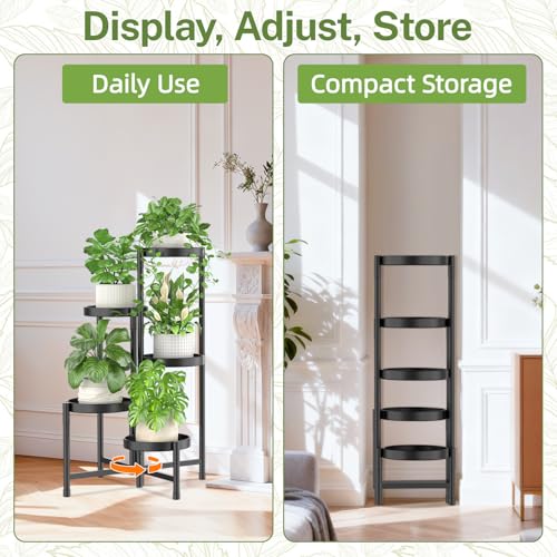 iDavosic.ly Plant Stand Indoor with Grow Lights, 5 Tier Metal Shelf, Black - color: Black with Lights, size: 5 Tiers