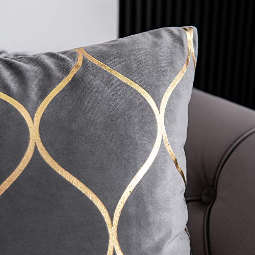 DEZENE Gold Velvet Throw Pillow Covers: 2 Pack 24x24 Inch Square Decorative Pillow Cases for Bedroom Sofa Couch Living Room, Light Grey - color: Light Grey, size: 24" x 24" (Pack of 2)