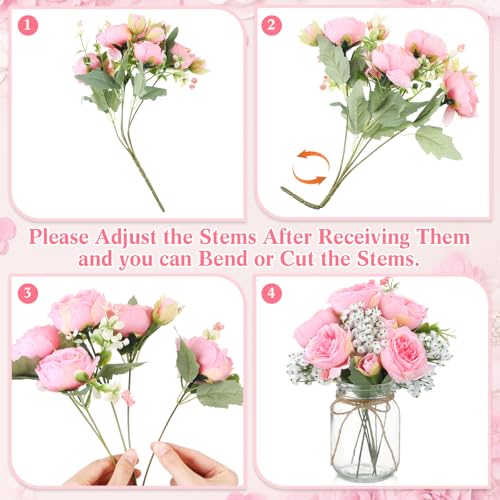 Zeyune 12 Sets Mason Jar Flowers Centerpiece Table Decorations,Coral Pink - color: Coral Pink