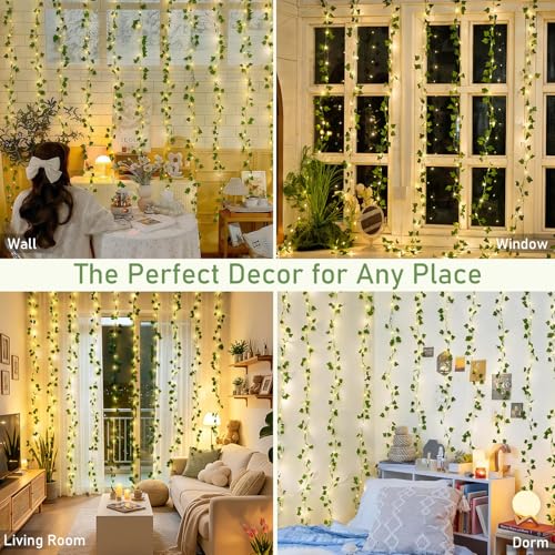 JMEXSUSS Vine Curtain Lights, 200 LED Vines with Fairy Lights for Bedroom - color: Ivy, size: 6.5x6.5ft - 200 LED