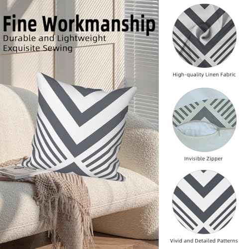 4 Pcs/Set Geometric Pillow Covers Boho Grey Winding Strips Circle Mid Century Geometry Stripes Minimalist Throw Pillow Covers for Home Sofa Couch Outdoor Decorative, 16"x16", Grey White - color: Geometric 2, size: 16" x 16" (Pack of 4)