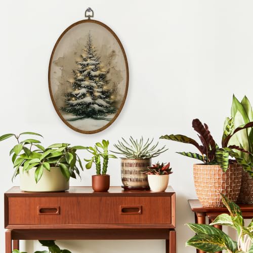 WULQYING Vintage Christmas Snow Tree Oval Wall Art Decor Home 8.6x11.4 - color: Color08
