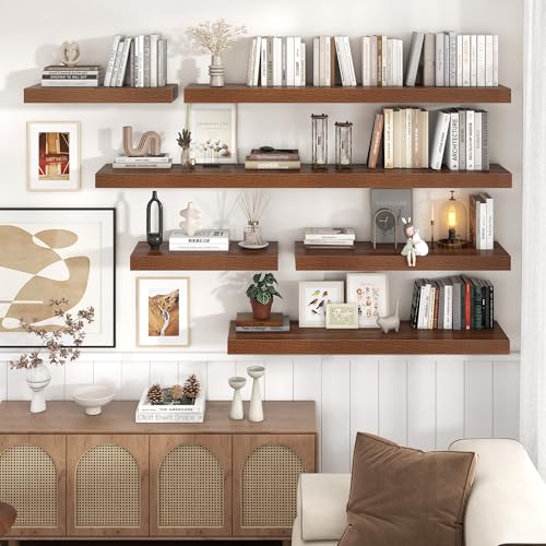 40 Inch Floating Shelves for Wall, 12"D Wood Storage Shelves, Walnut Finish - color: Walnut, size: 40 Inch