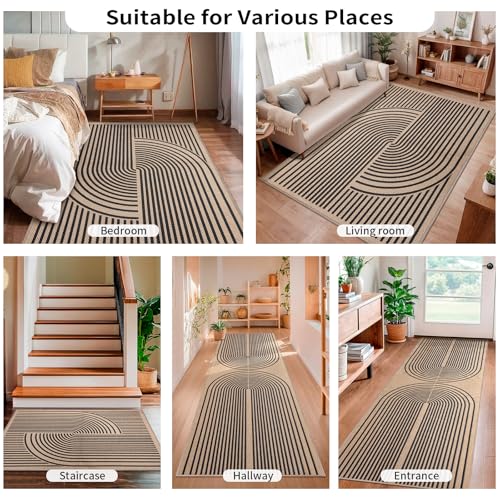 Tangsoo Modern Easy Jute 2.6x8 Washable Non-Slip Runner Rug for Hallways - color: Black, size: 2.6x8ft