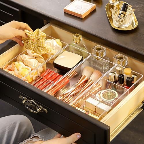 JessLab Acrylic Organizers, Bathroom Organizer for Drawer, Cosmetic Display Cases for Vanity, Countertop, Desk, Kitchen, and Makeup Storage, 1-Section - style: 1 Compartment