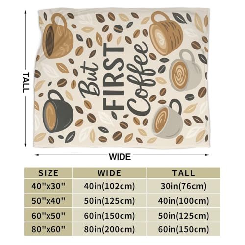 Coffee Blanket Throw Blanket for Coffee Lovers Gifts for Men Women Girls Fleece Fuzzy Soft Flannel Bedding Plush Warm Bedding Stuff for Sofa Bed Couch 50 x 60 Inch - color: Coffee, size: 60"x50"