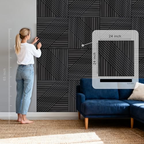 WoveN SounD Acoustic Wall Panels, Black Oak, 8 Pack, 23.6x23.6 in - color: Black Oak, size: Geometric Locus