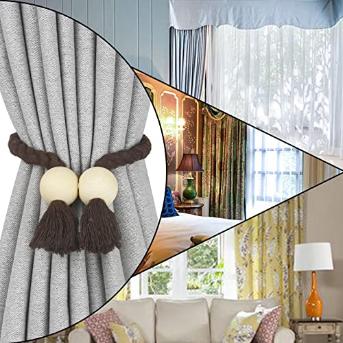 Magnetic Curtain Tiebacks Decorative Tie Back Drapes Holdbacks Nieffeiy - color: Coffee