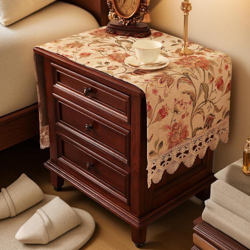 Nightstand Cover Lace Beige, Jacquard, Large, 15.7x51.2 Inch - color: Beige, size: 51.2" x 15.7" (Rectangular)