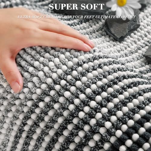 BSICPRO Bathroom Rugs Sets 2 Piece, Non Slip Striped Bath Mats, Blue Grey - color: Blue Grey, size: 20" x 32" Plus 16" x 24"