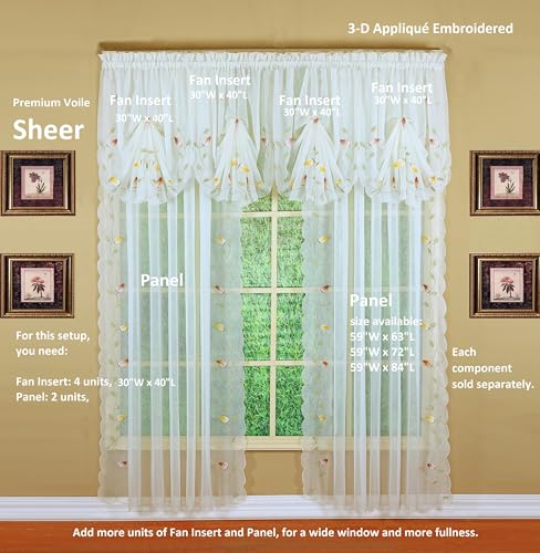 Today's Curtain,Vineyard 3-D Appliqué,Panel 84", Ecru, 59" W x 84" L - color: Ecru, size: 59"W x 84"L (Pack of 1)