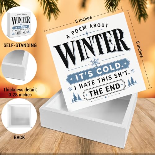 Winter Decorations, Funny Seasonal Christmas Wooden Sign Decor 5x5 Inch - color: Tub-8