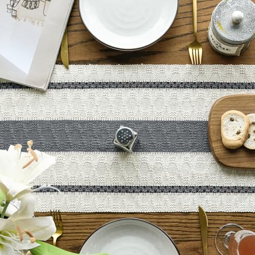 Artoid Mode Dark Green Rustic Woven Table Runner 12x60 Inch - color: Dark Grey, size: 12" x 60", Table Runner