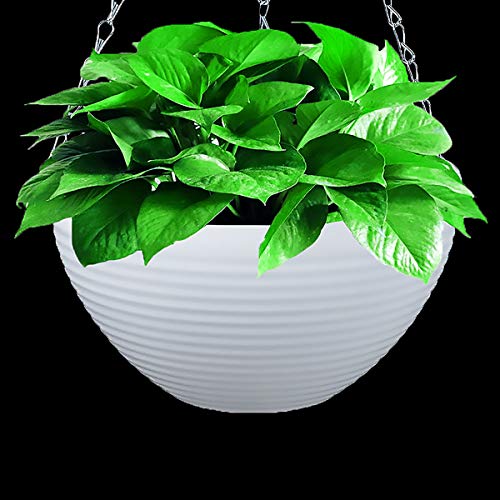 Foraineam 8 Pack White Hanging Planters Self-Watering Indoor Outdoor Garden Flower Plant Pot Containers with Drainer and Hanging Chain