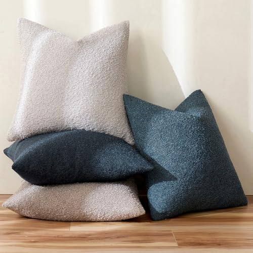 MIULEE Textured Boucle Lumbar Pillow Cover for Bed 12x20 Navy Blue - color: Navy Blue, size: 20" x 12" (Pack of 1)