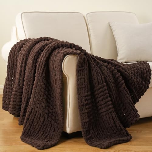 Dark Brown Throw Blanket for Couch, 50"x60" - color: Brown